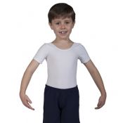 Boys White Short Sleeved Ballet Dance Leotard